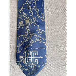 Wild Ties Mens Vintage Blue Necktie Route 60 Scenic Trail with CC logo direction